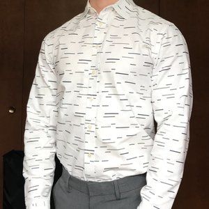 Patterned White Dress Shirt
